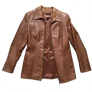 Tan Danier leather blazer. Size XS